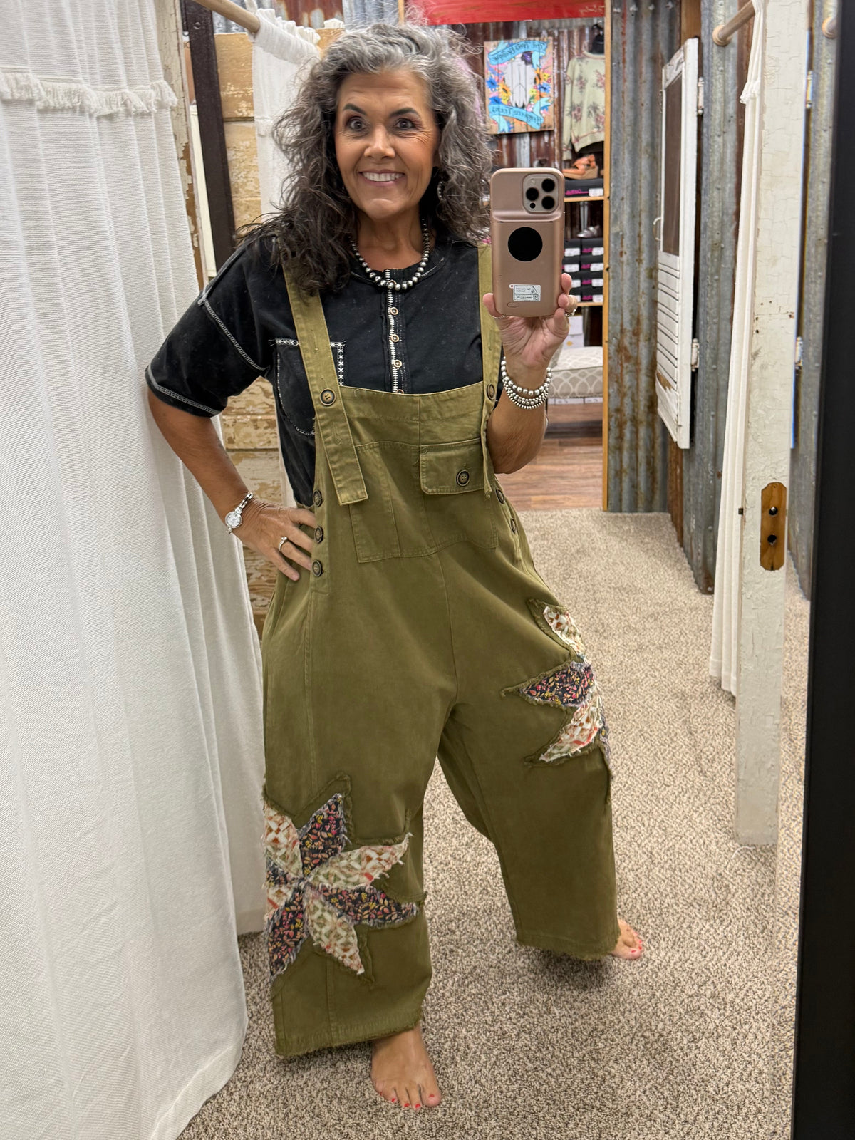 Patchwork Adjustable Strap Bib Overalls