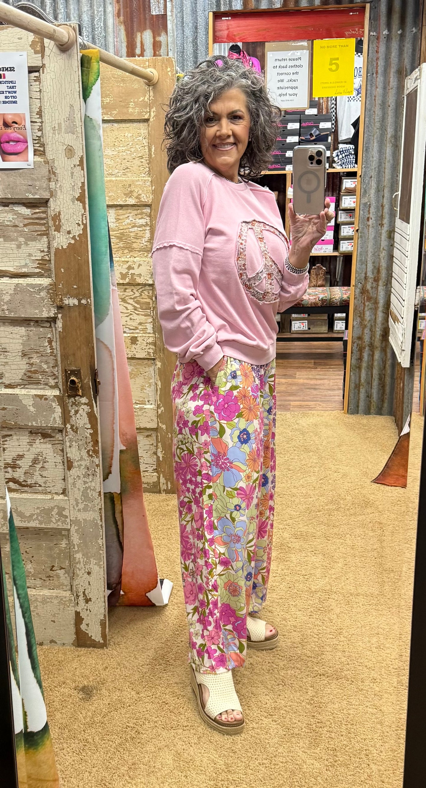 SPRINGTIME PINK CHALLIS PALAZZO PANTS