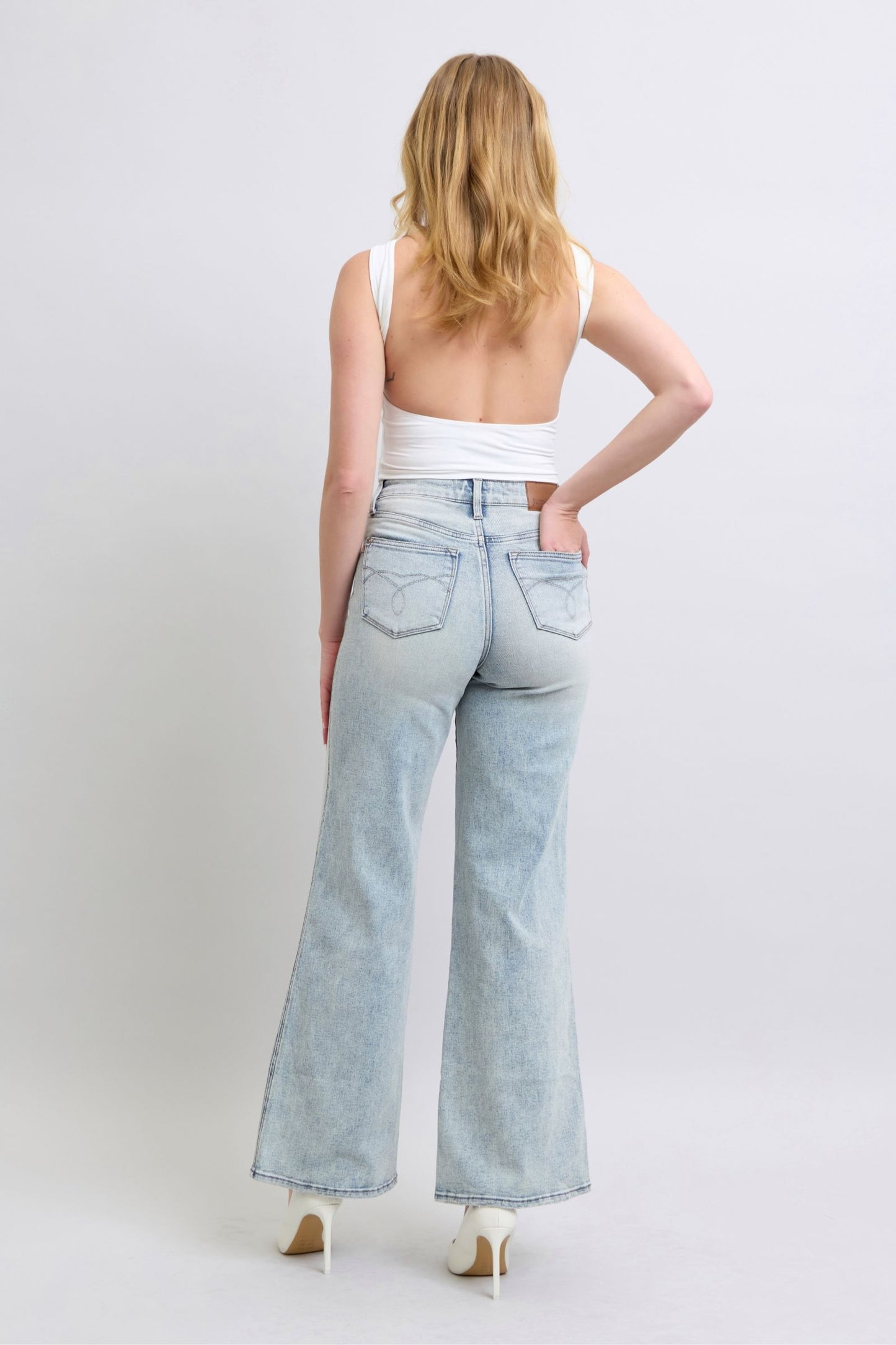 Judy Blue High Waist Tummy Control Retro Wide Leg Jeans 88867