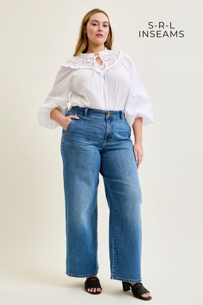 Judy Blue HW W/Trouser Styling Long 34" Length Jeans 82696