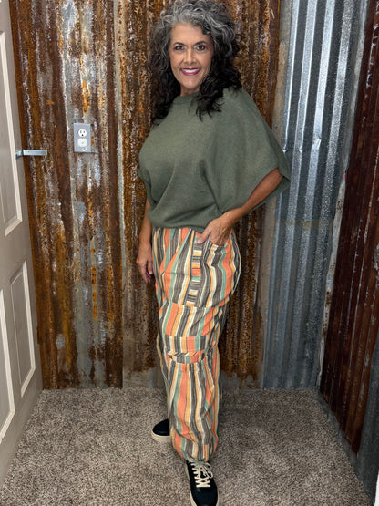 BlueVelvet MULTI COLOR STRIPED PARACHUTE PANTS