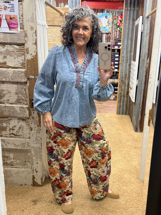 JACQUARD DENIM BLOUSE