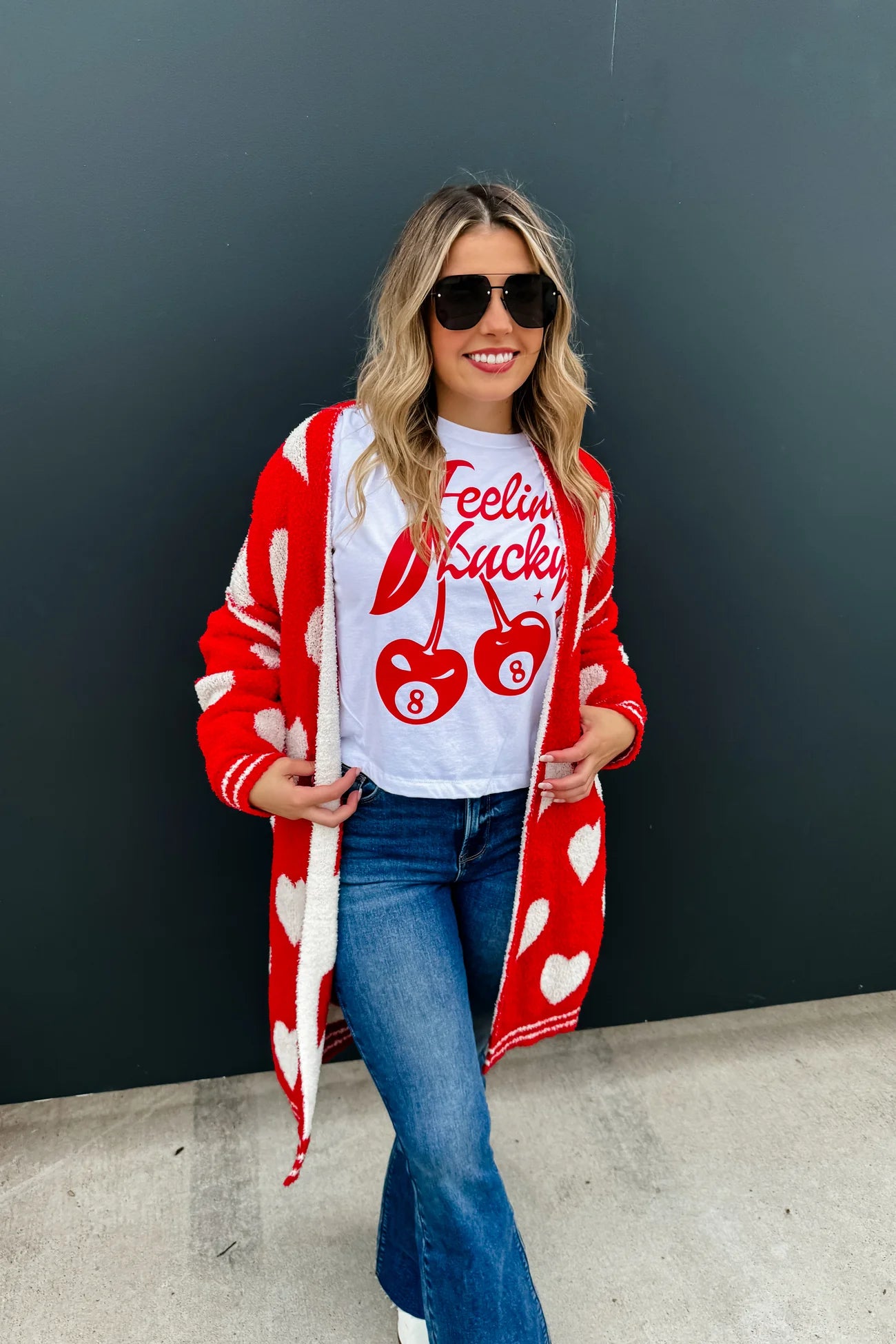 RED VALENTINE CLOUD CARDIGAN