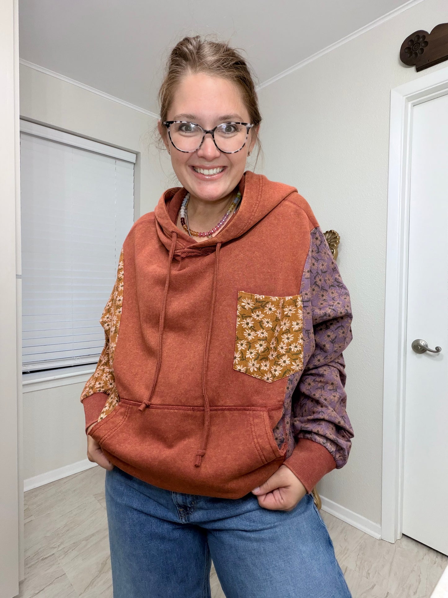 Rust Washed Pullover Hoodie Sweatshirt by Easel
