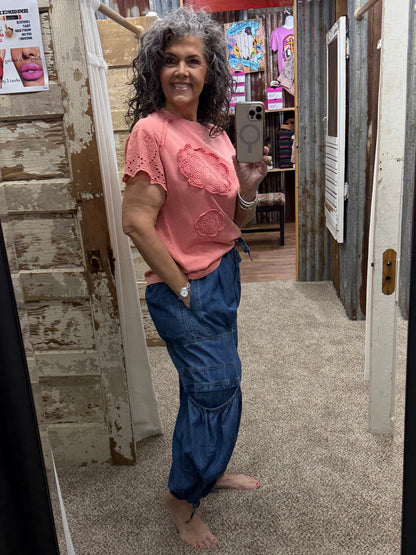 EASEL SPECIAL WASHED DENIM CARGO PANTS