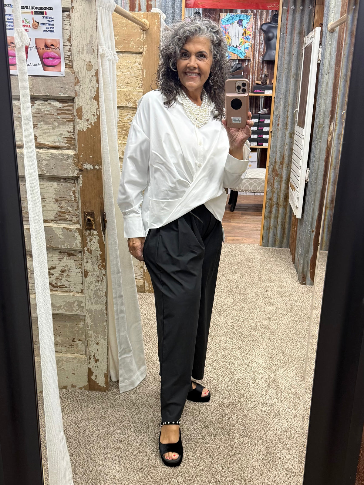 Brad & Rena Draped Oversized Tunic Top - White