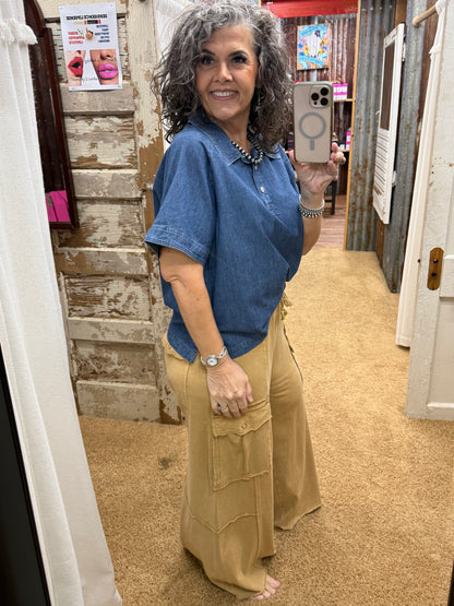 WASHED DENIM SOFT WASHED DENIM TOP