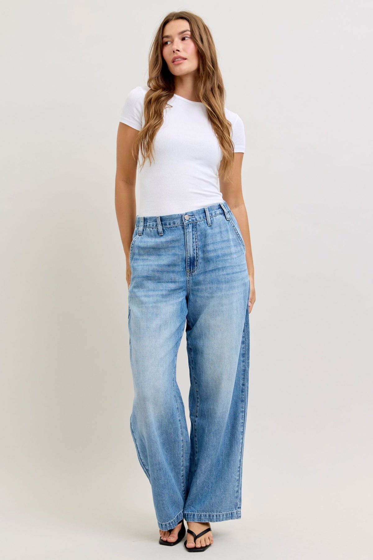 Judy Blue HW Featherweight Baggy Elasticated WB Jeans 881090