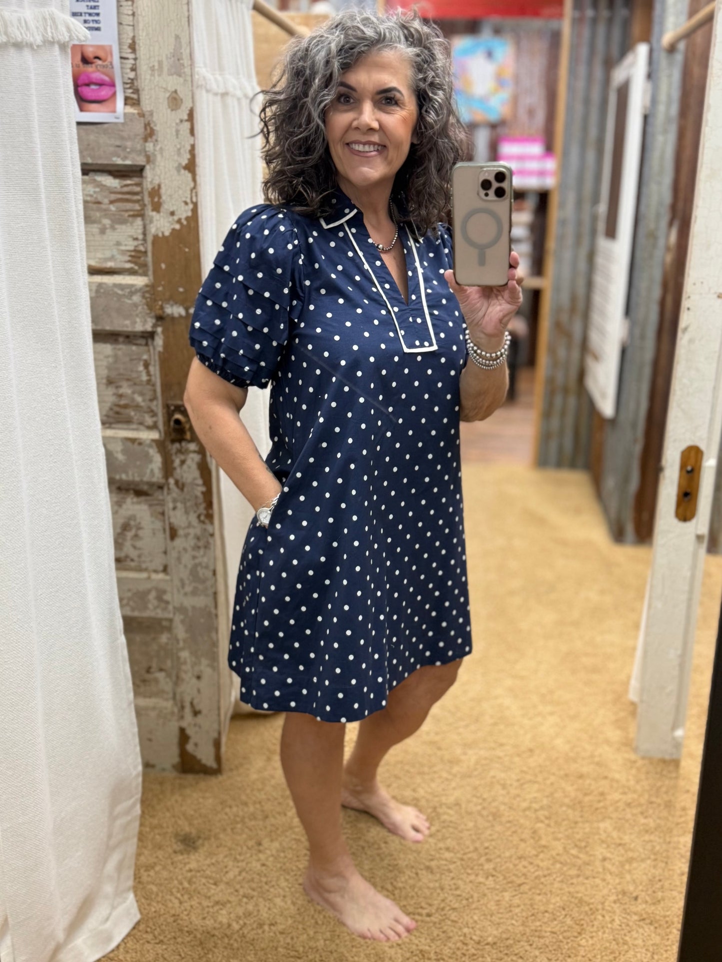 The Navy Polka Dot Dress