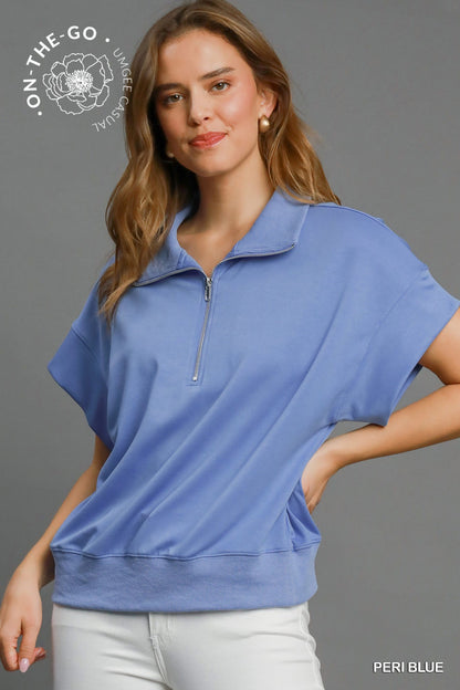 Peri Blue Luxeknit Dolman Sleeved Sweatshirt