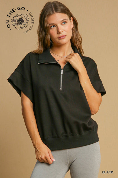 Black Luxeknit Dolman Sleeved Sweatshirt