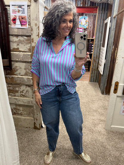 SLOAN  STRIPED PURPLE RAIN BLOUSE