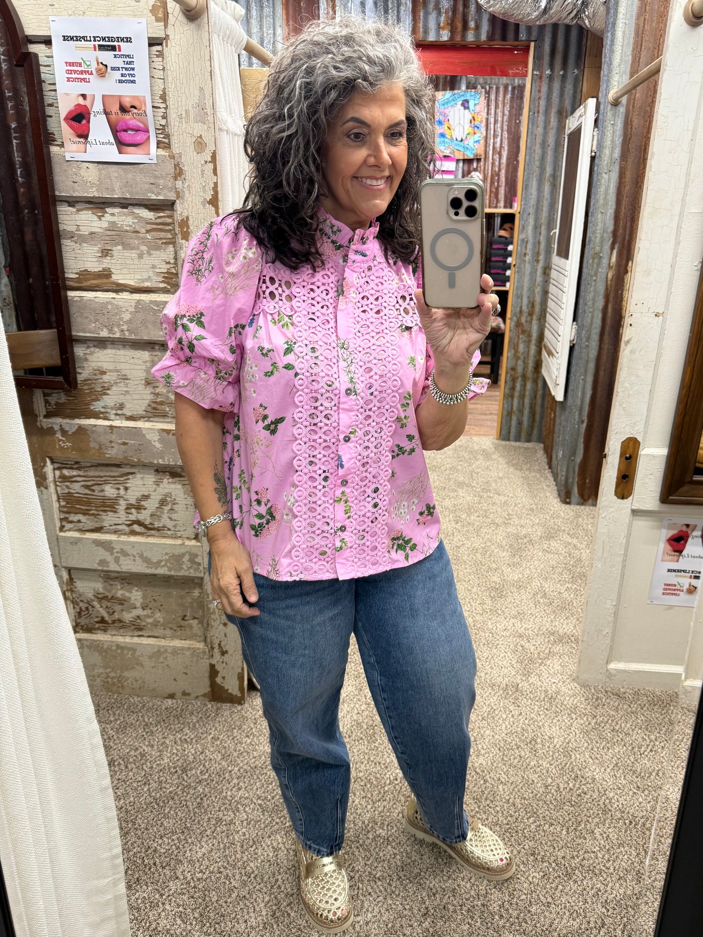 Pink Crochet Lace Entro Top