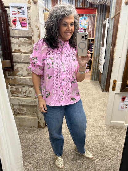 Pink Crochet Lace Entro Top
