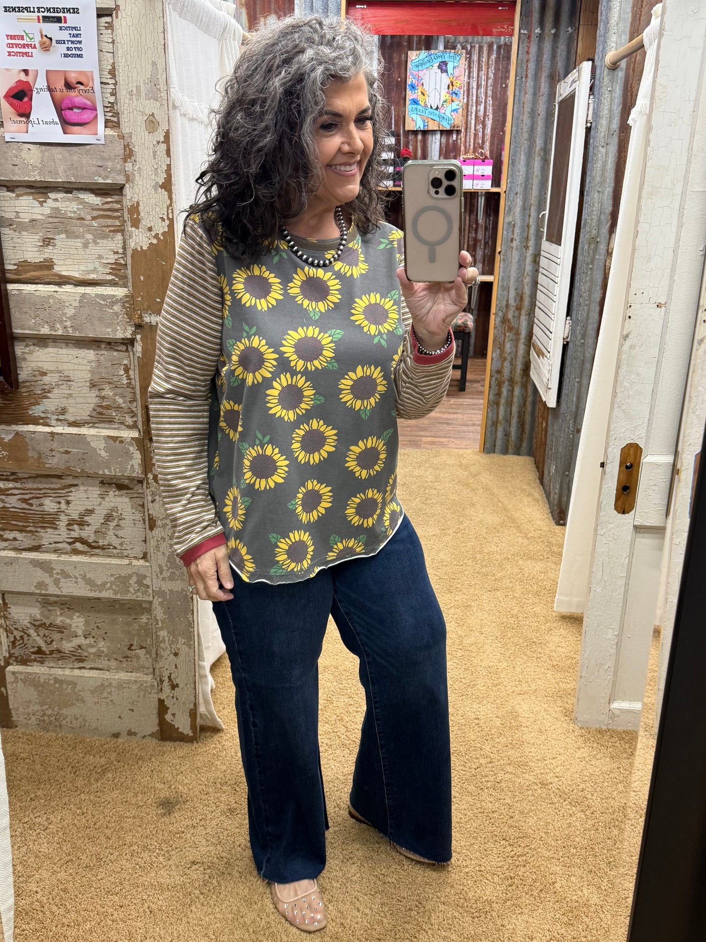 ASH FLOWER PRINT COTTON JERSEY WASHED TOP