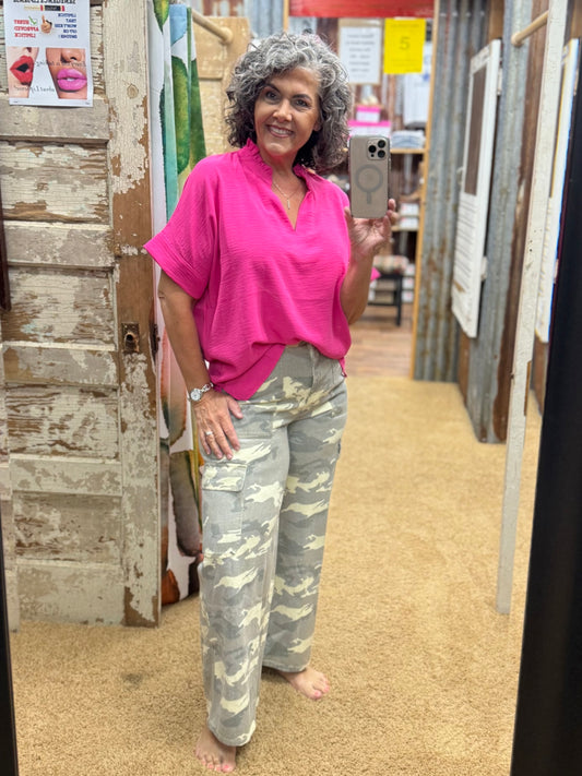 Desert Camo Wide Leg Cargo Pants