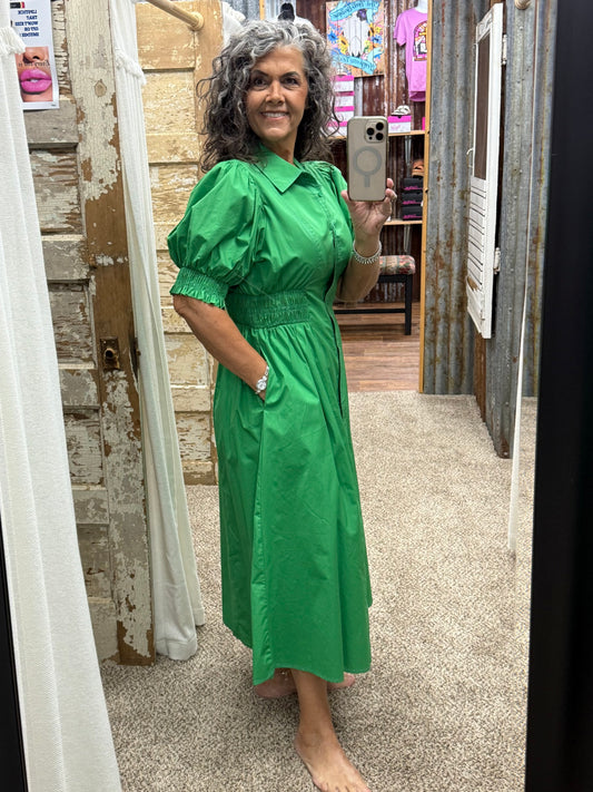 Kelly Green Midi Dress by Jodifl