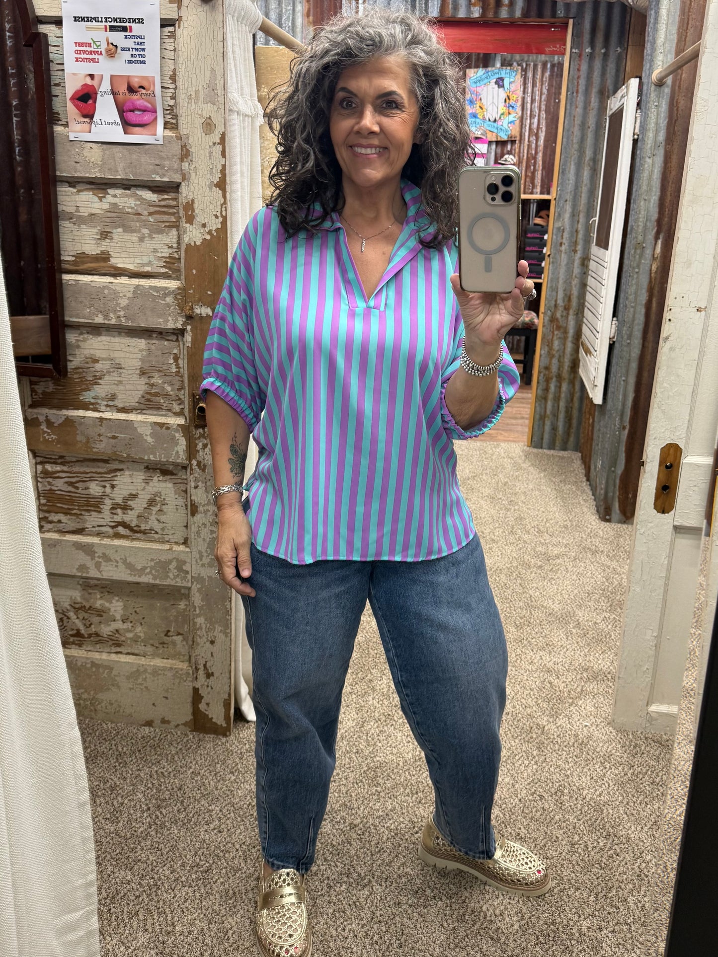 SLOAN  STRIPED PURPLE RAIN BLOUSE