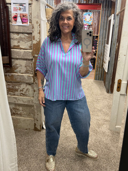SLOAN  STRIPED PURPLE RAIN BLOUSE