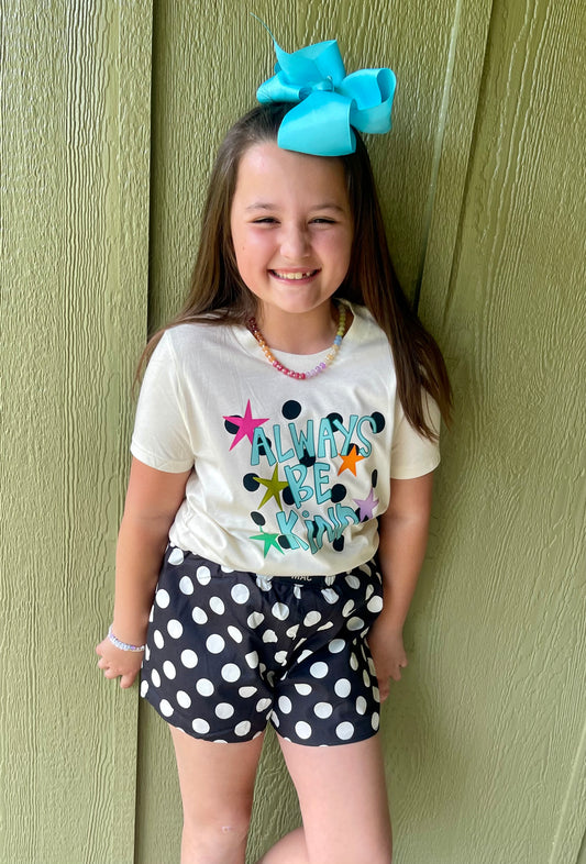 Black Polka Dot Lulu Mac Shorts - YOUTH
