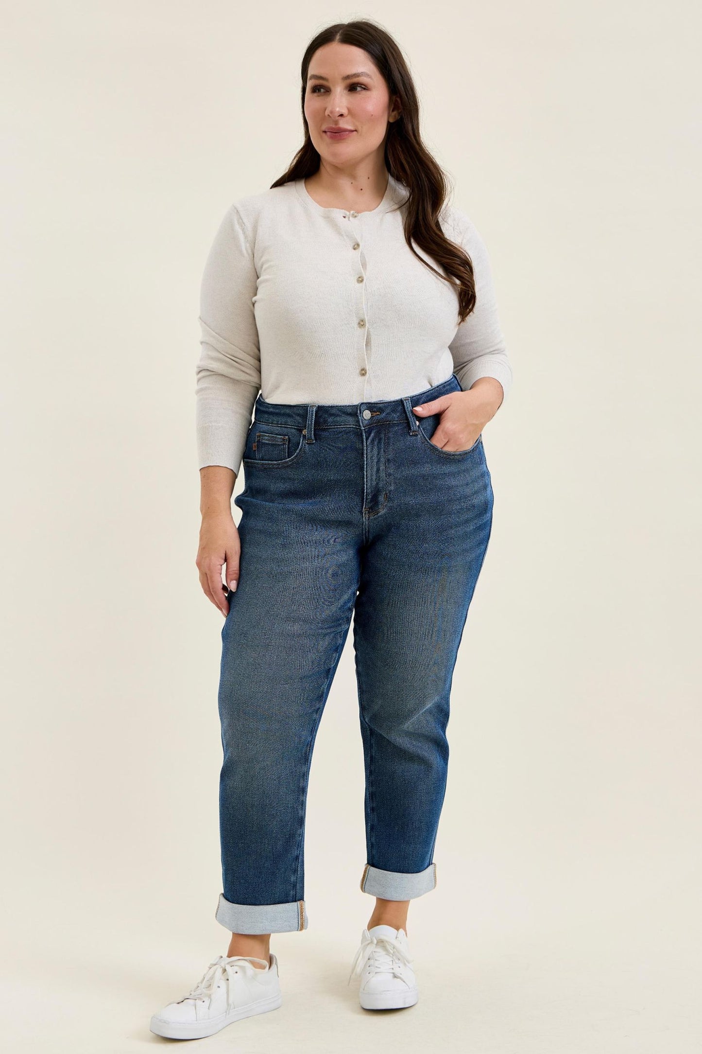 Judy Blue MR BILLIE Boyfriend DK Cozy Indigo Jeans (Knit Indigo) 881126