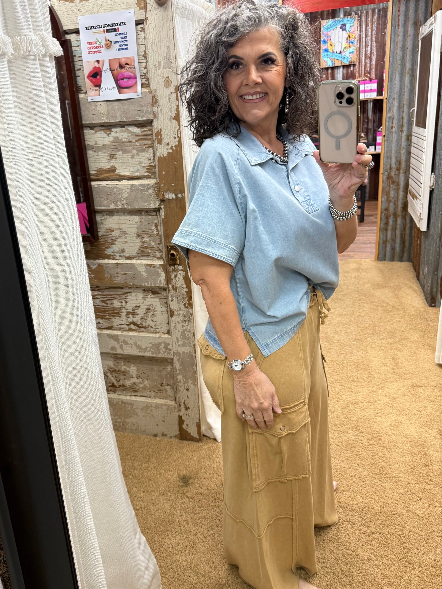 LIGHT DENIM SOFT WASHED DENIM TOP