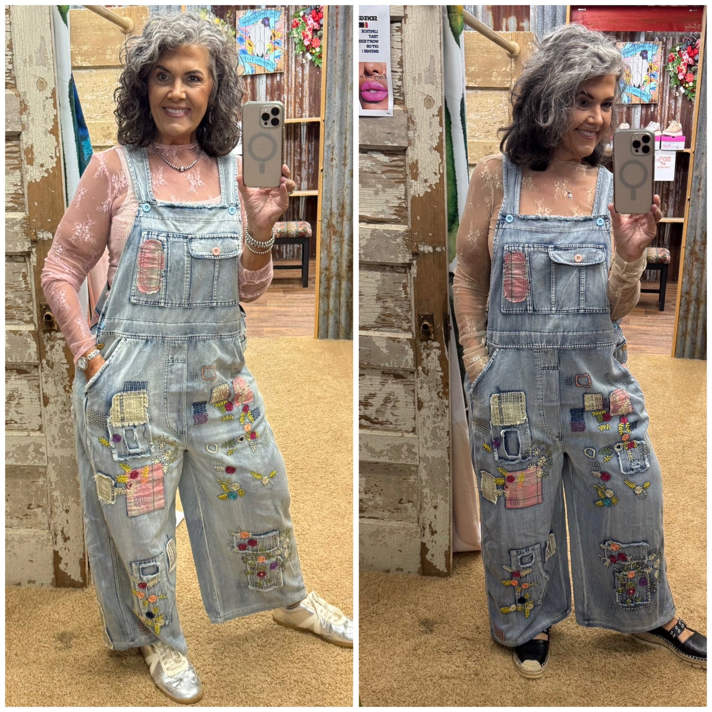 BOHO PATCH MINERAL WASHED OVERALL