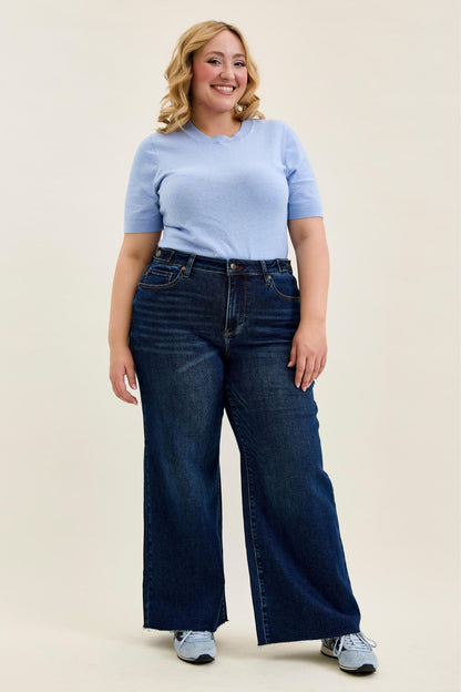 Judy Blue HW Petite Retro Wide w/ Adjustable WB Tabs + Raw hem 881114 PT