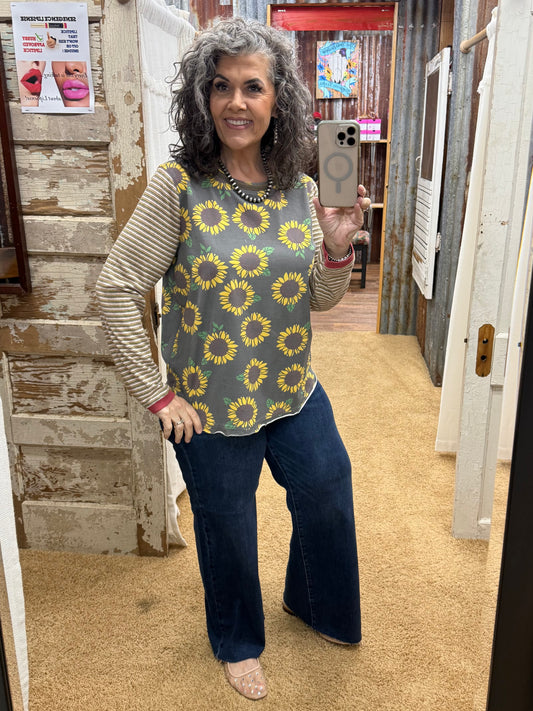 ASH FLOWER PRINT COTTON JERSEY WASHED TOP