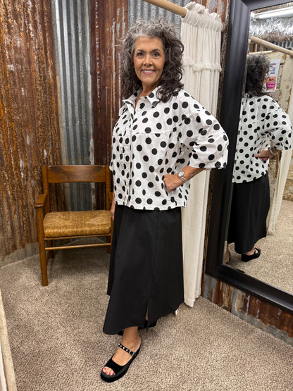Brad & Rena Polka Dot Top - White/Black Dot