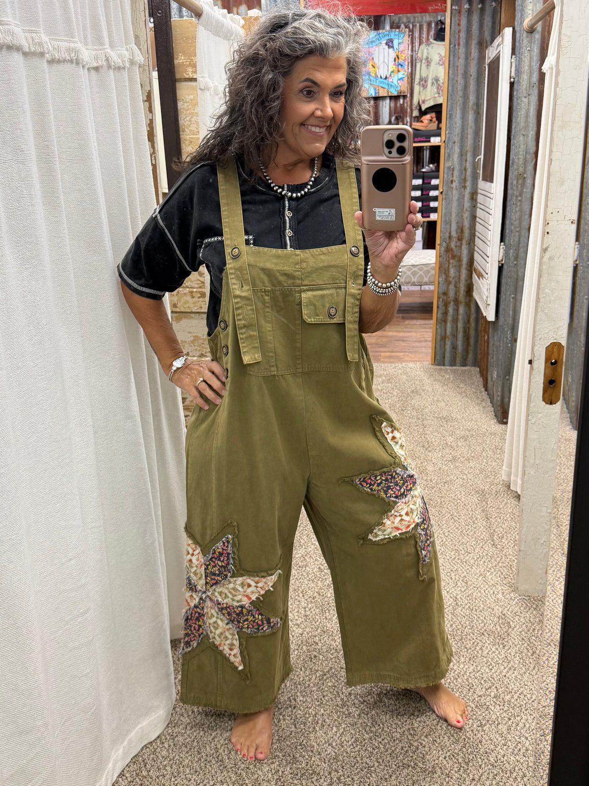 Patchwork Adjustable Strap Bib Overalls