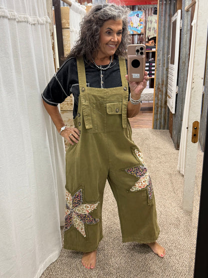 Patchwork Adjustable Strap Bib Overalls