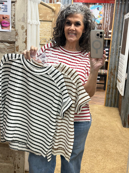 Stripe Jacquard Tops