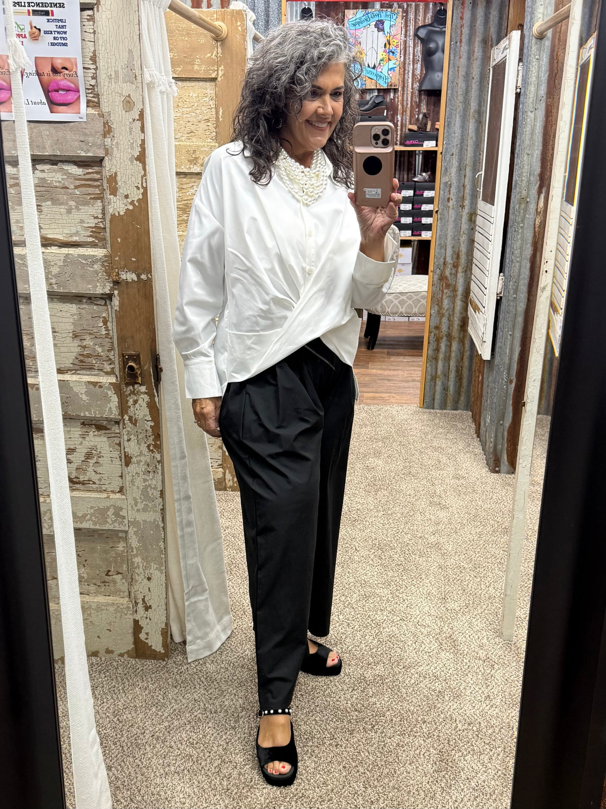 Brad & Rena Draped Oversized Tunic Top - White