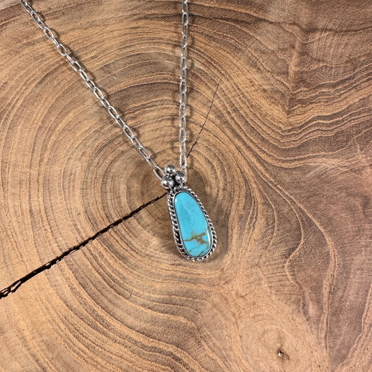 Boho Sol Sterling Silver Turquoise Peanut Small Necklace T3130