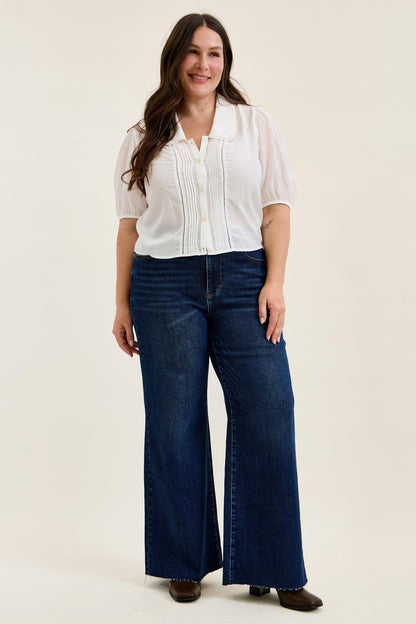 Judy Blue HW Retro Wide w/ Adjustable WB Tabs + Raw hem 881114