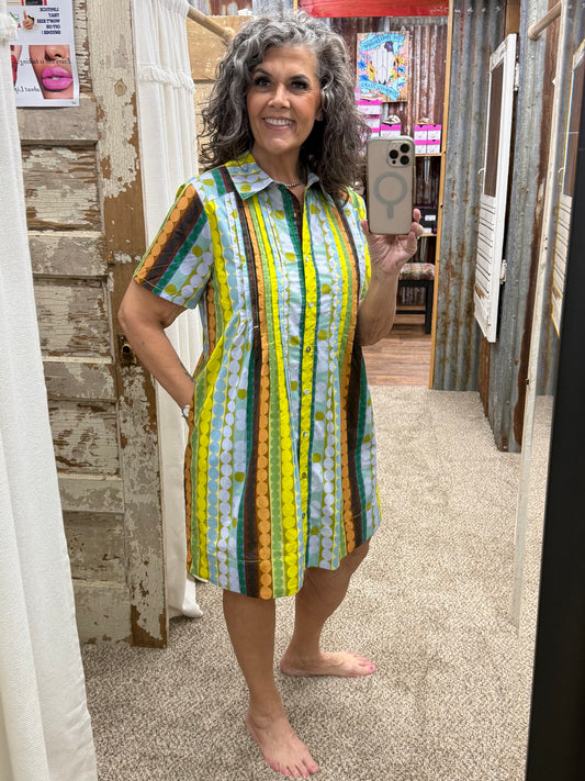 Geometric Green Entro Dress