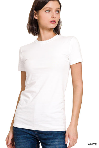 WHITE CREW NECK SHORT SLEEVE TEE