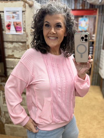 Pink Textured Knit Top