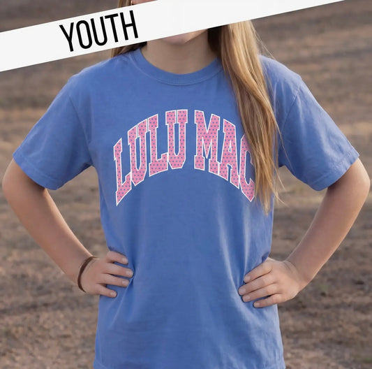 Blue and Pink Polkadot Lulu Mac Tee - YOUTH