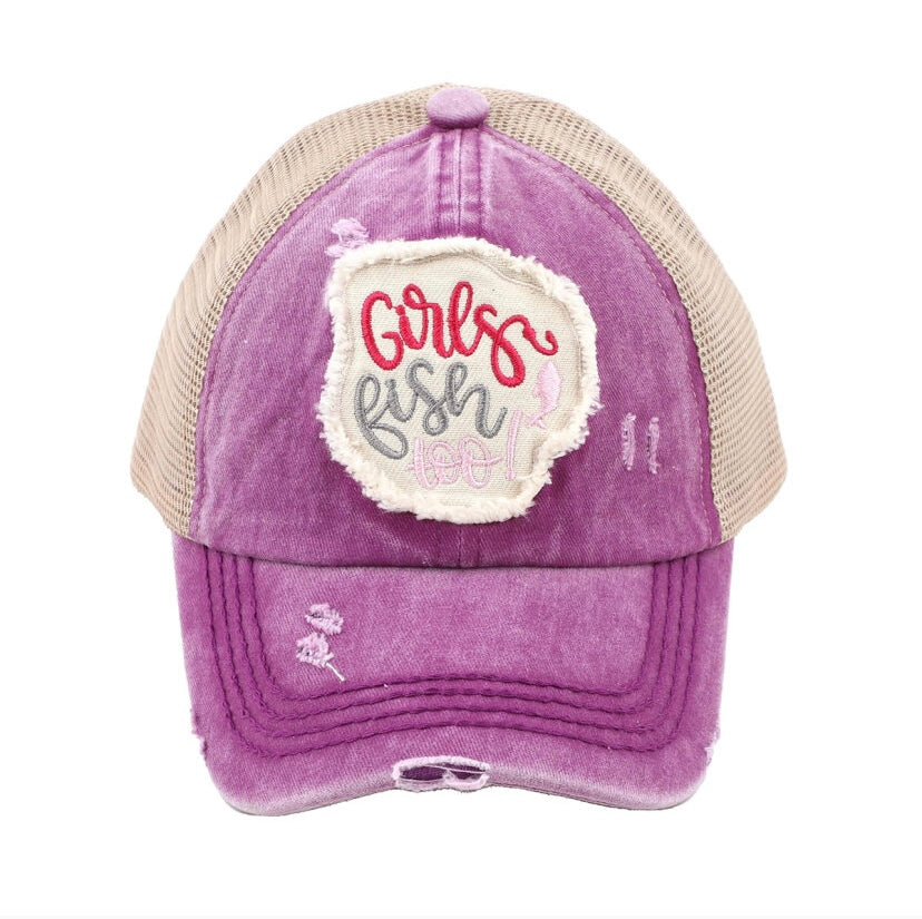 CC GIRLS FISH TOO PURPLE PONYTAIL CAP