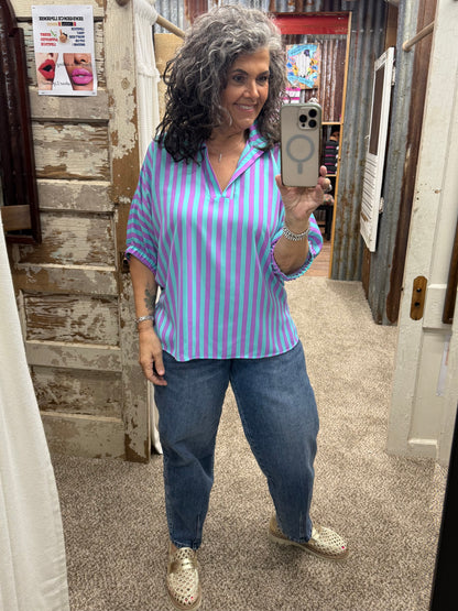 SLOAN  STRIPED PURPLE RAIN BLOUSE