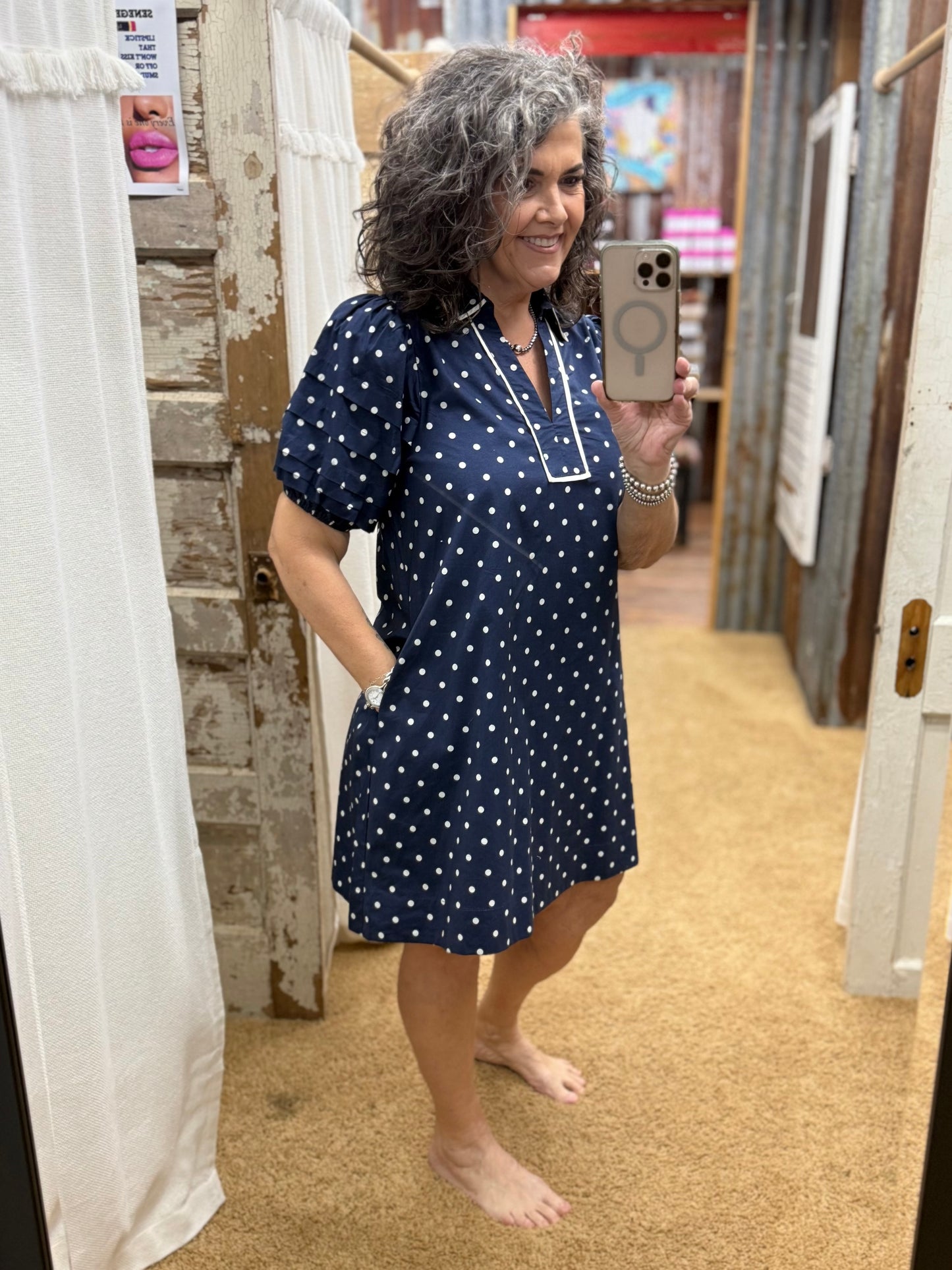 The Navy Polka Dot Dress