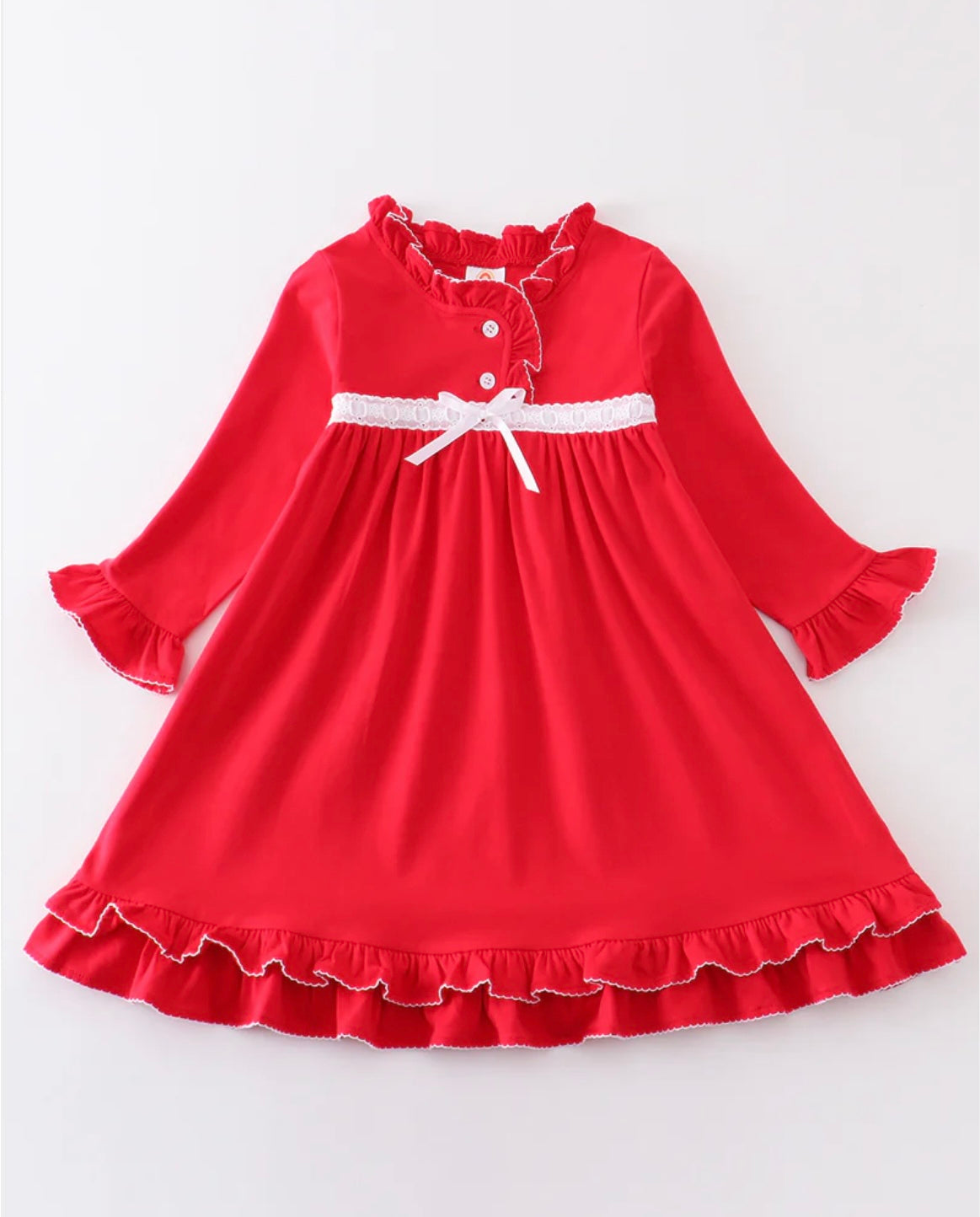 Red Ruffle Girl Pajama Gown