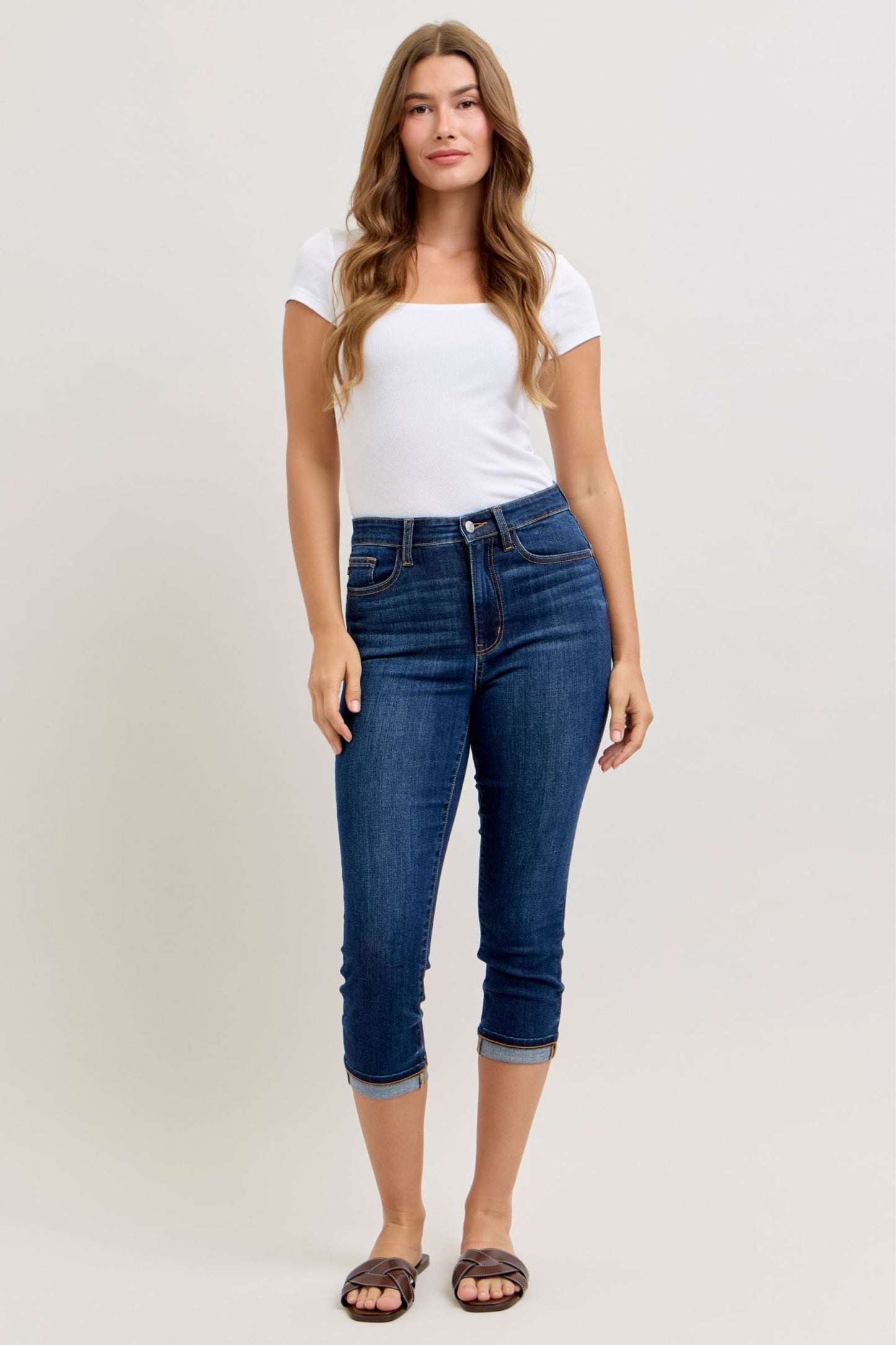 Judy Blue HW Capri w/ Single Cuff Jeans 72123