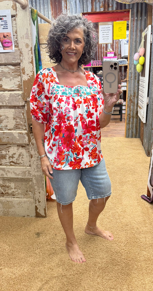 Floral Embroidered Top