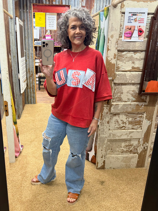 USA Logo Patch French Terry Top