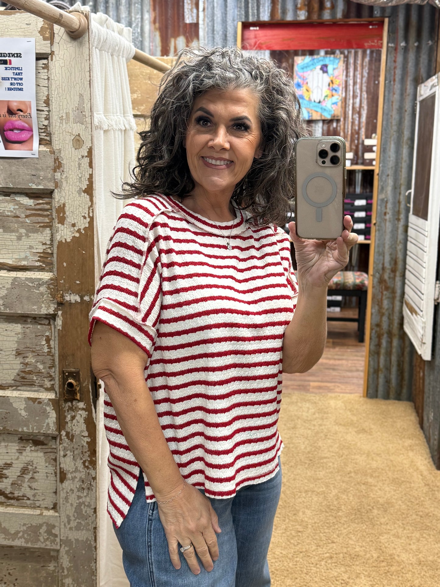 Stripe Jacquard Tops