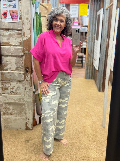 Hot Pink Dolman Blouse