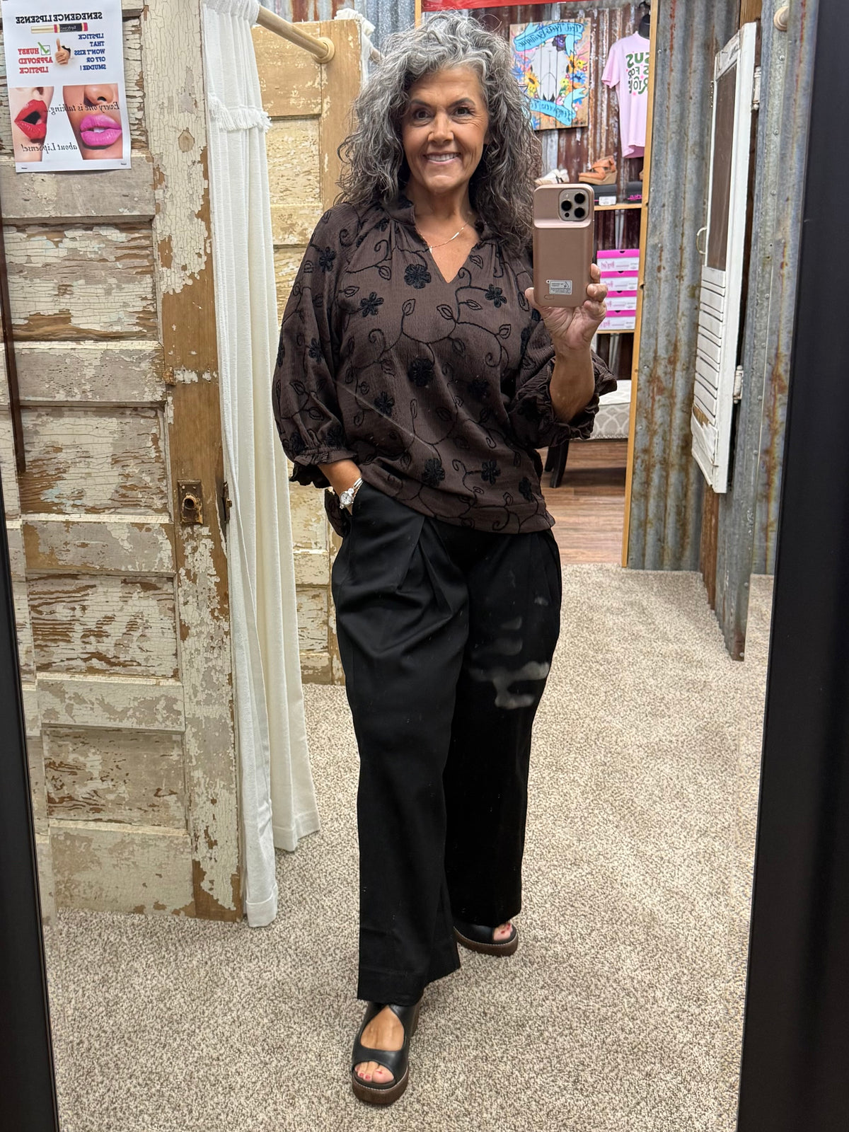 UMGEE Black Pull-On Wide Leg Pants with Elastic Waist